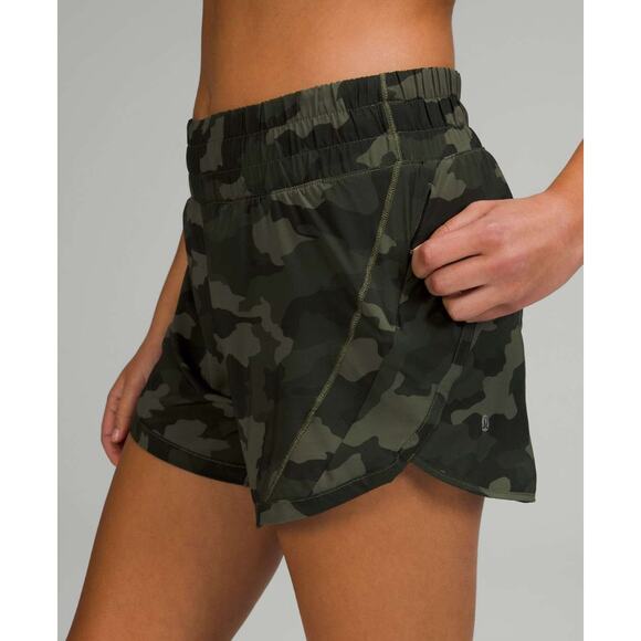 (6) $58 Lululemon Track That Mid-Rise Lined Short 5" Heritage 365 Camo Olive - Picture 1 of 4